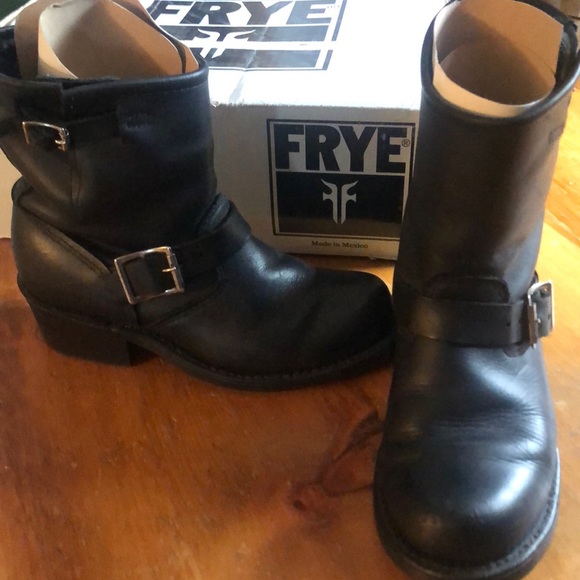 frye black leather booties